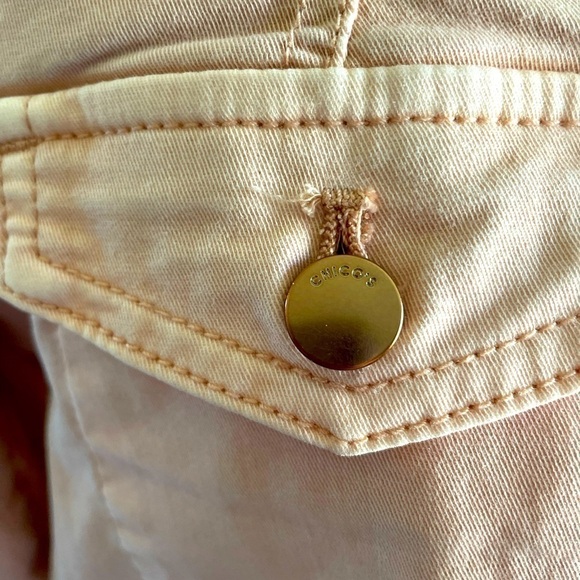 Chico’s pale pink safari style jacket with roll up sleeves and gold buttons - Picture 5 of 8